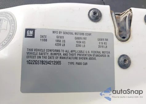 2009 Pontiac G6 from USA, damaged, VIN 1G2ZG57B294212965